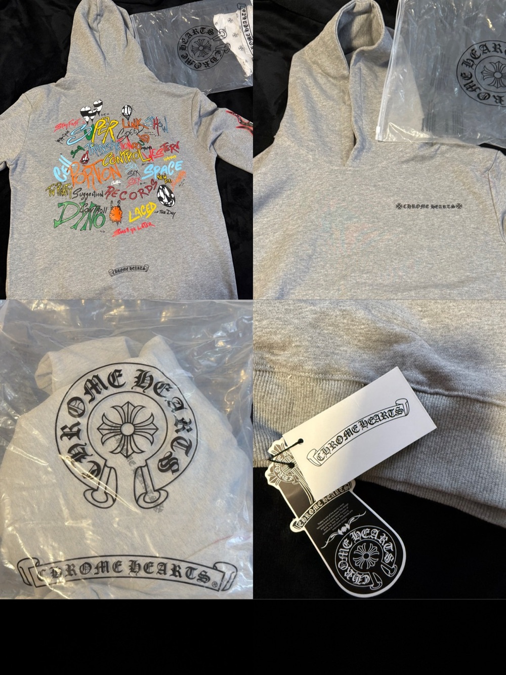 Chrome Hearts men Grey Graphic Hoodie - Multi-Color Logo
